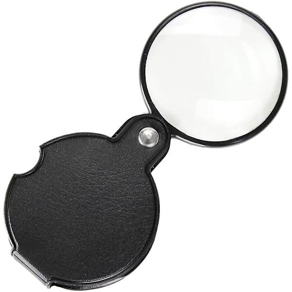 5x Mini fickförstoringsglas Fällbart fickförstoringsglas med vridbart skyddande läderfodral