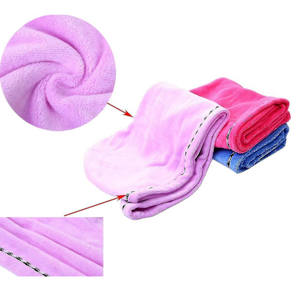 3 st mikrofiberhårhanddukar, handduksset hår turban handduk huvudhandduk med knapp-4