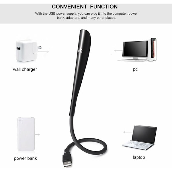 Dæmpbar USB-lampe læselampe med 3 lysstyrkeniveauer og berøringskontakt til bærbar computer/pc [Energiklasse A+]