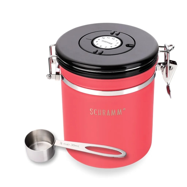 Schramm® kaffeburk 1500 ml i 10 färger med doseringssked Höjd: 15cm Kaffeburkar Kaffeburk av rostfritt stål, färg: röd