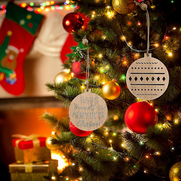 12 st juldekorationer Julgran Hängande Ornament Trähängen