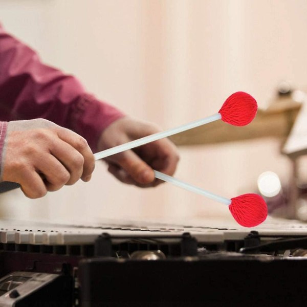 1 par ullhuvud tangentbord Marimba hammare med gummi glasfiberhandtag för nybörjare