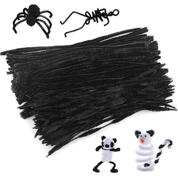 100 st Chenillepinnar Piprensare + 100 st Färgglada Knubbiga Piprensare och Pompoms, Limstift, Piprensare DIY Hantverkssats för Kreativt Hantverk