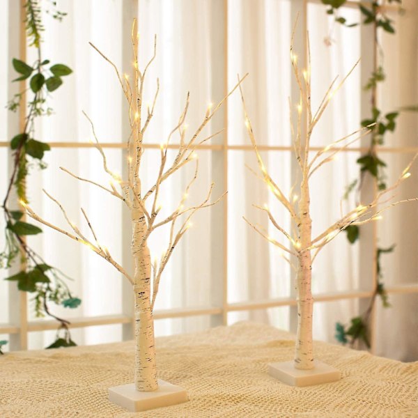 Set 2-2ft 24 lt lämmin valkoinen led-koivuvalo pöytälevy Bonsai Tree Light korupidike