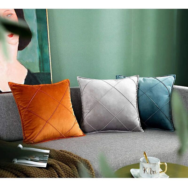 Högkvalitativt sammetskuddfodralset Enkelt mjukt dekorativt kuddfodral för soffa (45x45cm (1 orange))