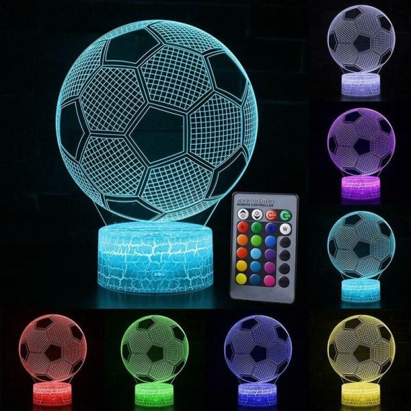 Nattlampa för barn LED fotbollsbordslampa 3D Illusionslampa 16 färger sänglampa