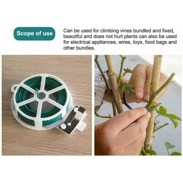 Plast Garden Twist Tie med Dispenser och Cutter för trädgårdsarbete, hem, kontor (svart, 100m)