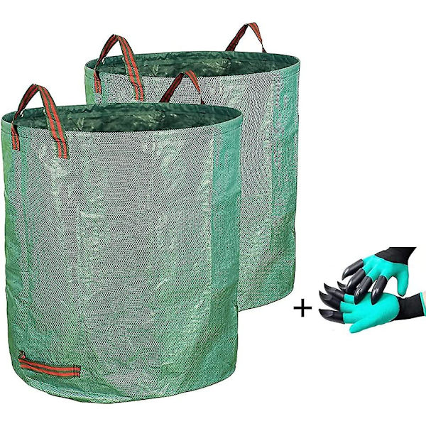 Havegårdsbladposer Genanvendelige Haveaffaldsposer Med Håndværkshandsker Til Camping, Havearbejde, Terrasse, Have, Vaskeri Og Affald 72 Gallon Pakke Med 2