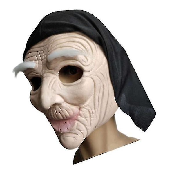 Gammal häxmask Halloween-dekoration Gammal kvinna Mask Latex huvudbonad Meng kvinna Gammal häxa Mormor Skräckmask Spöke rekvisita