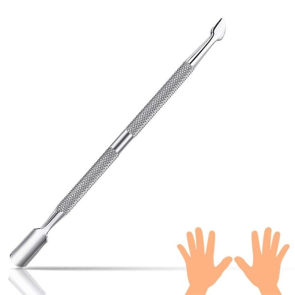 Rostfri nagelbandsskrapa professionell nagelskrapa metall nagelrengörare och nagelbandborttagare (silver)
