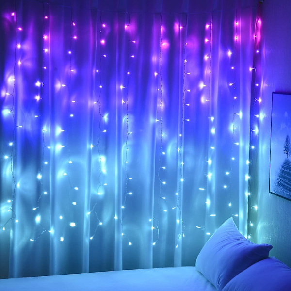 Nattlampa Gardinlampor För Flickors Sovrum Gobeläng Enhörning Sjöjungfru 160 Ledlampor Rosa Blå Lila Lampor För Fester Juldekorationer (160led