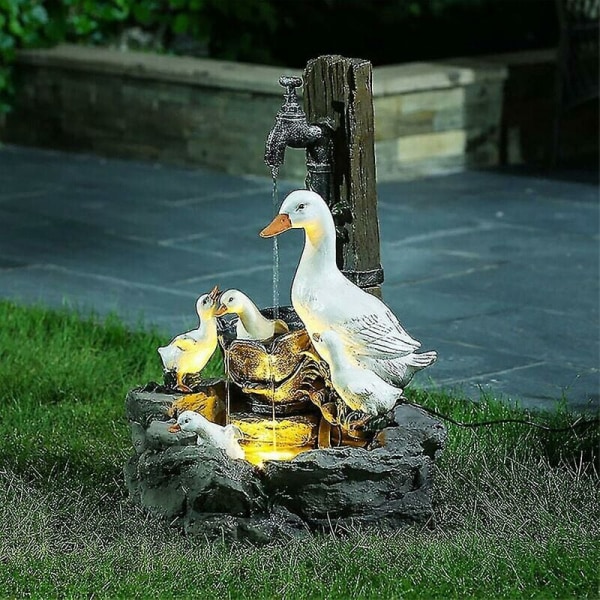 Plæne Have Statue Vandskulptur Dyre dekorative springvand med lys