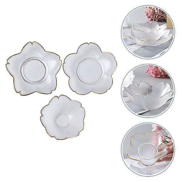3 st Glas Desserttallrikar
