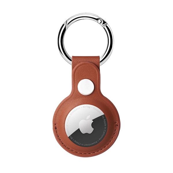 4 stk - (brun) Eusty AirTag nøkkelring for Apple Airtags Holder, 5 pakk beskyttende lærveske sporing, kompatibel med ny Airtag hundekrage
