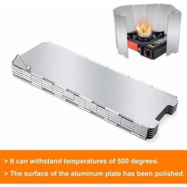 Hopfällbart spisskydd, T-Audace 10 st hopfällbart vindskydd i aluminium, hopfällbart vindskydd för camping, ultralätt bärbart campinggrillpicknick