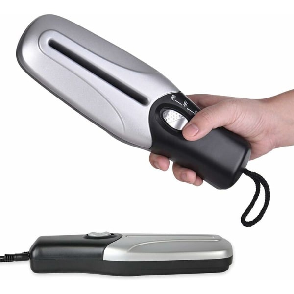 Elektrisk dokumentförstörare - bärbar / kompakt - dokumentförstörare - snabb skärning - strömförsörjning: batteri / USB - 26 x 8 cm (silver + vit låda)