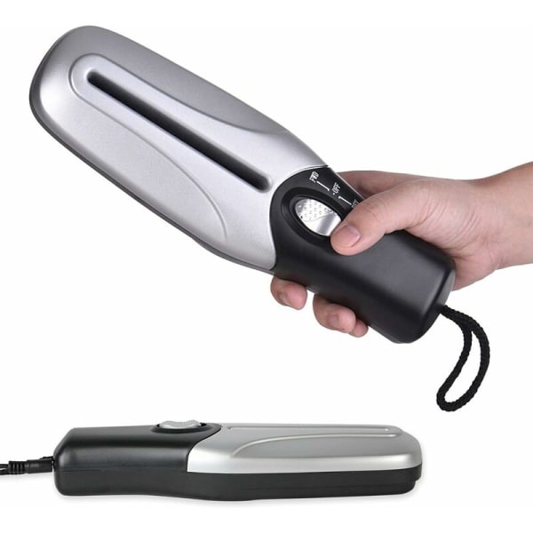 Elektrisk dokumentmakulator - bærbar / kompakt - dokumentmakulator - hurtigklip - strømforsyning: batteri / USB - 26 x 8 cm (sølv + hvid boks)