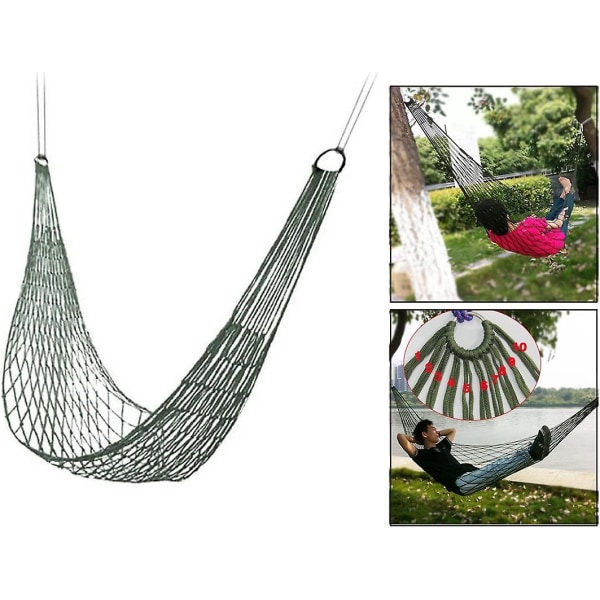 Hängmatta utomhus camping överlevnad resecamping hängmatta nylon nät rep duk hängmatta med 2 rep