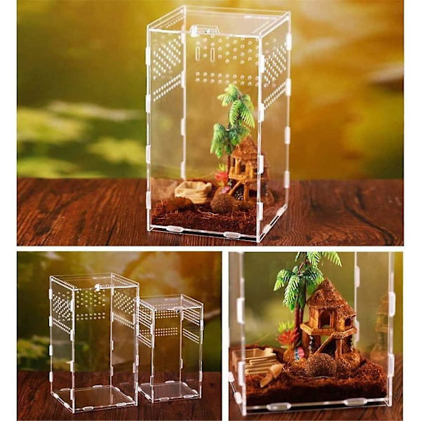 12 X 12 X 20 cm akryl reptil terrarium transparent reptil terrarium