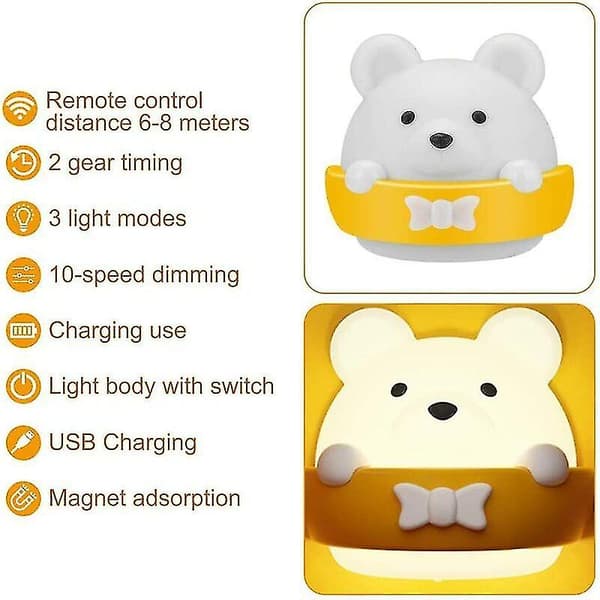 For barn, nattbordslampe for barn, nattlys for barn, USB-lading