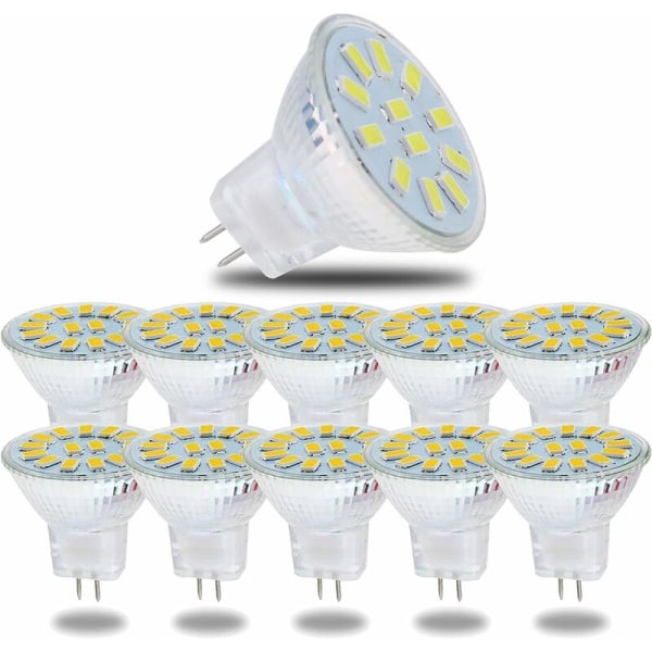 MR11 GU4 5W viileä valkoinen LED-lamppu, 6000K 600 lumenin LED-polttimot, korvaa 50W halogeenilamput, LED-polttimot, himmennettävä, 120° sädekulma, 10 kpl