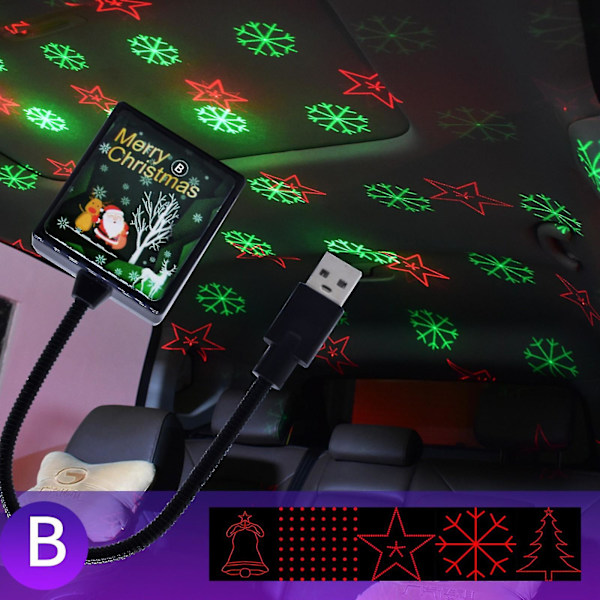 Rörlig Mönsterprojektor 5 Modeller i 1 Kontinuerlig 8 Mönster USB RGB Utomhus Bil Inomhus