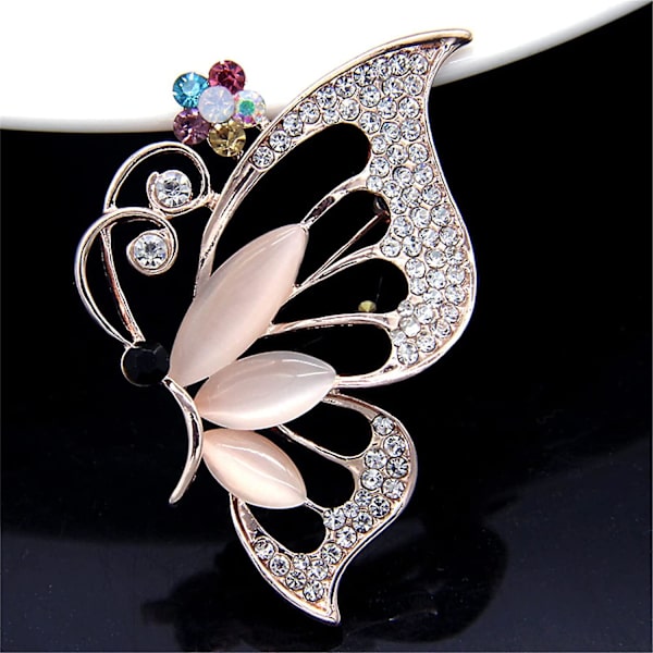 Fjärilsbrosch Stift Chic Romantisk Elegant Rhinestone Kristall Insekt Brosch Stift Kvinnor Corsage Sjal Sjal Kläder Tillbehör Bröllop Fest B