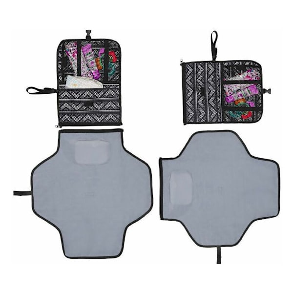 Hopfällbar reseblöjmatta Baby skötbord Bärbar blöjresekit med fickor Perfekt för resor, promenader.