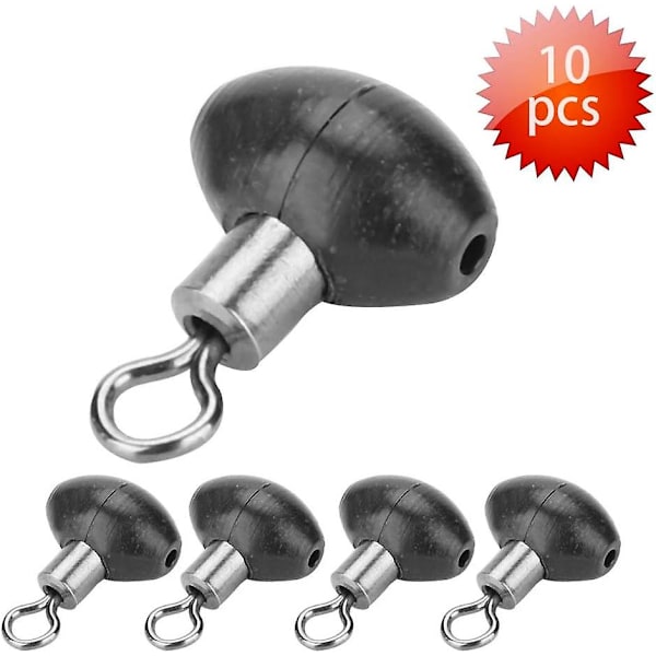 10 st Fiske Swivel Dragkedja Slider Bead Pulley Line Fiskeutrustning Svart