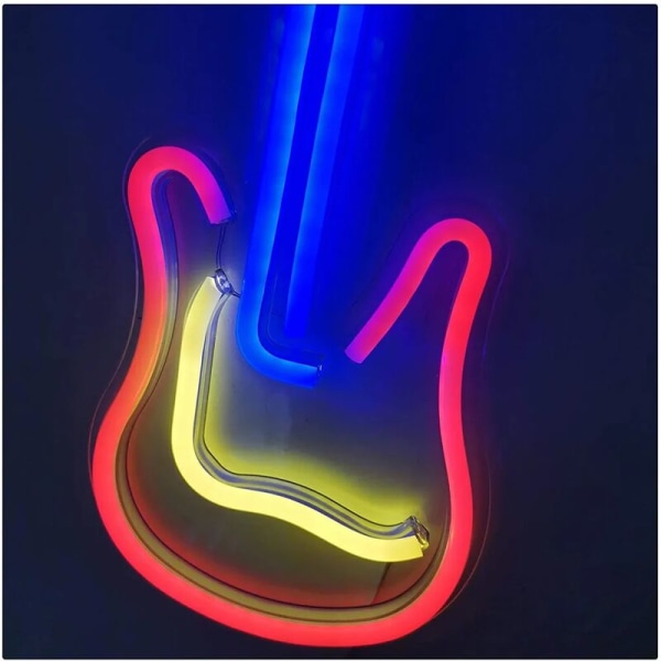 LED Neon Lys Guitar Natlampe USB med Akryl Bagplade til Hjemmefest Bryllup Bar Dekorativ Lampe