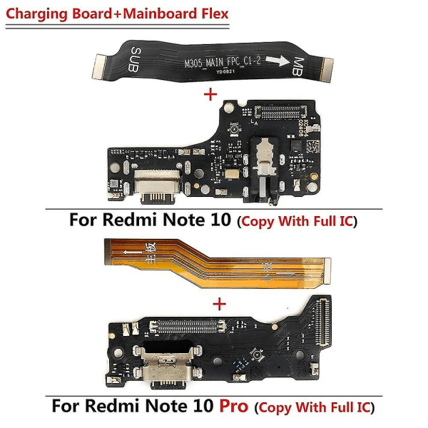 Ny reparation USB laddningsport Dockkortskontakt Main Fpc Moderkort Flex-kabel för Redmi Note 9 10 7 Pro 10s 11 4g 5g 8 Fast（12 Pro 5G USB Main）