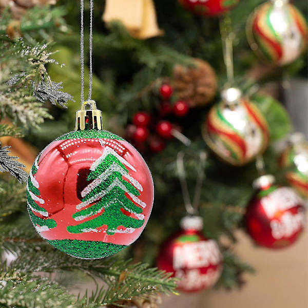Lilyrose 6st Julkula Plast 6cm Glitterkula Julgransprydnad Julmålade blommor Julfestdekorationer（julgran）