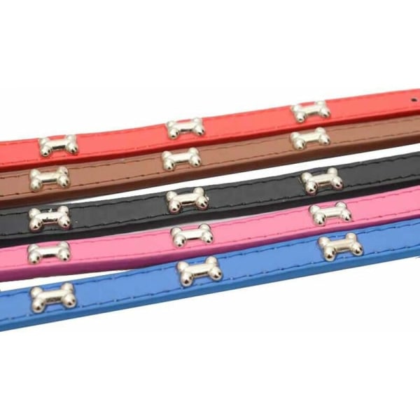 Hundhalsband i äkta läder med benkant, bekväma, justerbara halsband för små och medelstora hundar (L, Royal Blue) - Bli rik