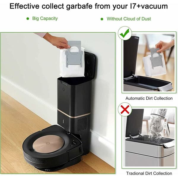 6 stk. Clean Auto gulvposer til Roomba i7 + i7 / Plus + s9 / Plus E5 E6 E7 støvsuger, reservedele, trådløs støvsugerpose