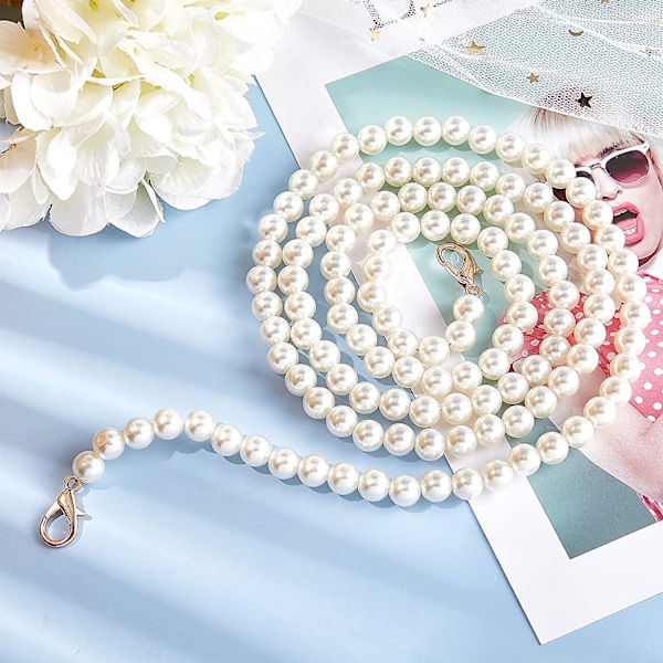 120cm/47in Faux Pearl Crossbody Bag Chain Handbag Accessory med metallhummerlås
