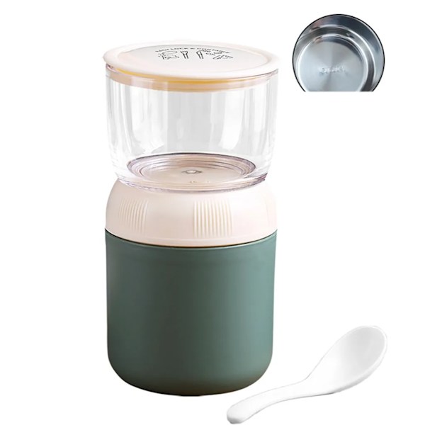 700 ml Praktisk Müsli Mugg, To Go Mug Lunchpot Läcksäker Yoghurt Mugg To Go Med Väska Och Sked För Skola, Kontor, Utomhus (Grön)