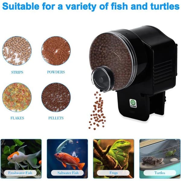 Automatisk fiskefoderdispenser + timer til ferier og rejser (AF-2003D).