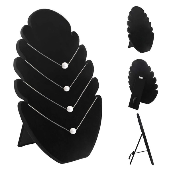 2 delar sammetskedjeställ, halsbandsmyckesdisplay för smyckesförvaring och presentation, svart