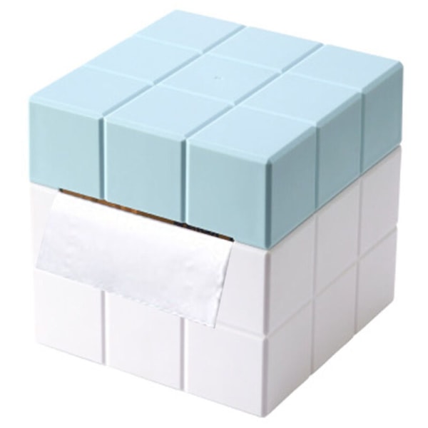 Creative Cube pehmopaperirasia Pehmopaperirasia Säilytysrasia Pehmopaperilaatikon kansi Cover neliönmuotoinen pehmopaperirasiapidike pohjalla, vaaleansininen