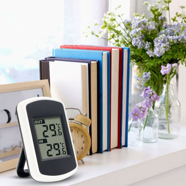 Ulable Inomhus Utomhus Digital Trådlös LCD Termometer Mini Rumstemperatursensor Liten Exakt vädertestare för Hem Sovrum Kontor Vit