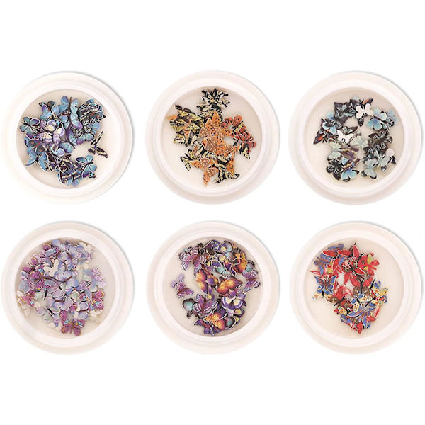 6 Ask Nail Art 3D Fjärilar Sekvenser (ej självhäftande, inte klistermärken) Akrylpajetter Holografisk Glitter Träflis Flakes Manikyr Tips Naglar DIY