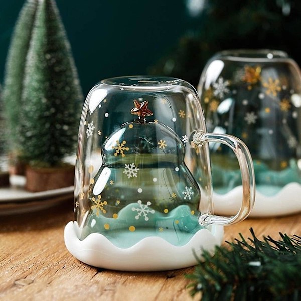 Juleønskekopp Ins Tegneserie Dobbeltlagskopp Med Lopp Vannkopp Hjem Dobbeltlags Glasskopp