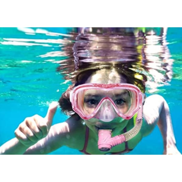 Barns dykmask simning snorkel mask glasögon, snorkelutrustning anti-fog mask, blå