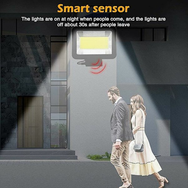 Utomhus solcellslampa med fjärrkontroll, vattentät rörelsesensor, 100 kraftfulla vattentäta Ipx65 LED-lampor