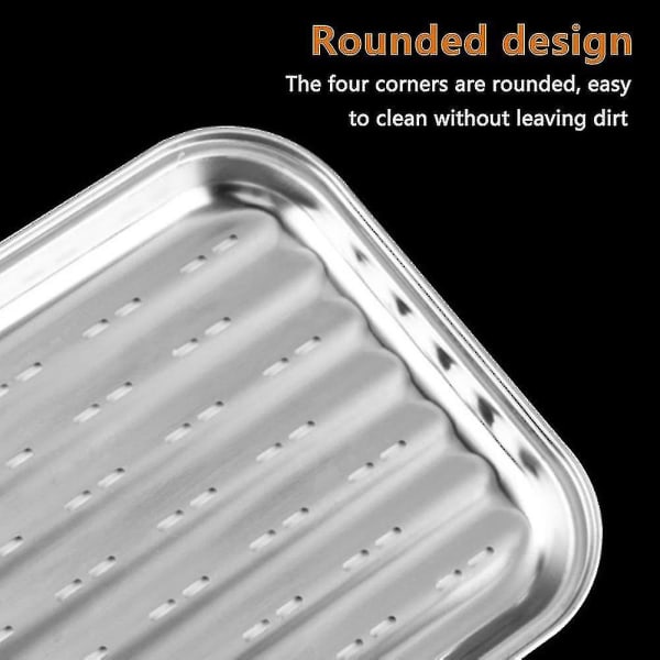 Rostfritt stål bricka rektangulär grillad fiskplatta med hål ångad risplatta stansning non-stick grillplatta