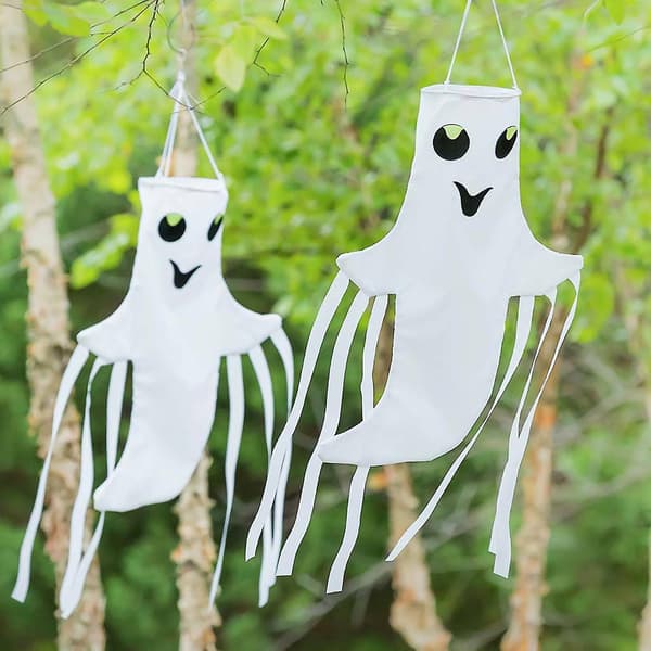 Leende Spöke 3D Vindstrumpa Halloween Heminredning Hemväska Dekoration Platt