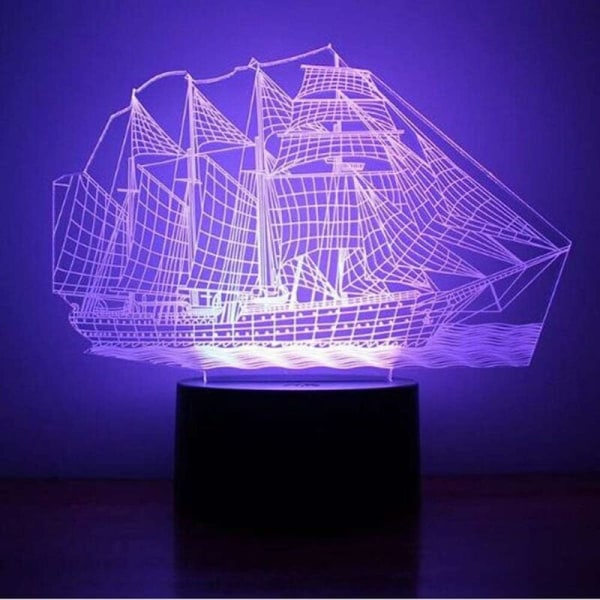 Kreativ 3D Båd LED Natlys 7 Farver Bordlampe Atmosfærelampe Til Barnegave Til Julegaver Fødselsdagsgave Legetøj Dekorationslampe