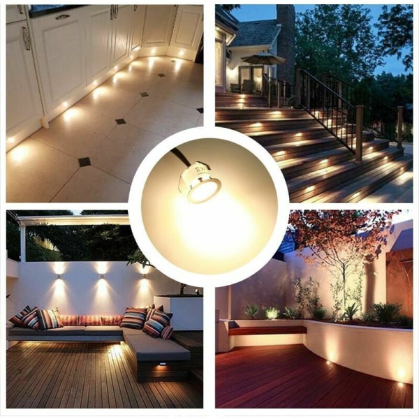 LED infälld träträdgårdsspotlight IP67 vattentät utomhus infälld spotlight 3W DC12V varmvit ljus mini ljuskit för taktrappor