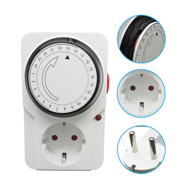 Mekanisk daglig programmeringsur inter.LED 3000 W. Mekanisk daglig programmeringsur stik, hvid farve, 16A