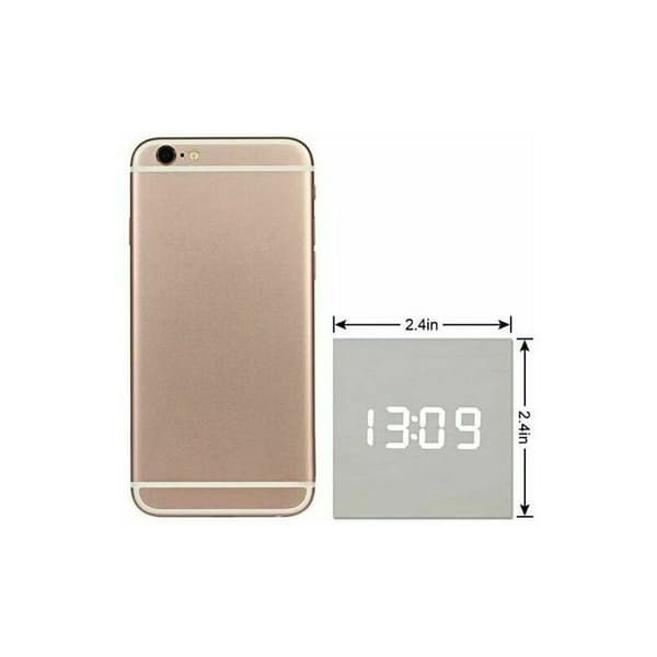 Trä LED digital väckarklocka, digital kubklocka med datum och temperaturvisning, USB/batteriplugg (vit)